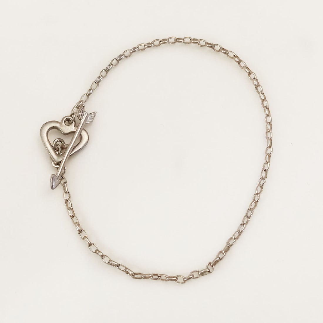 Sterling silver Heart Arrow toggle clasp chain bracelet (1 of 2)