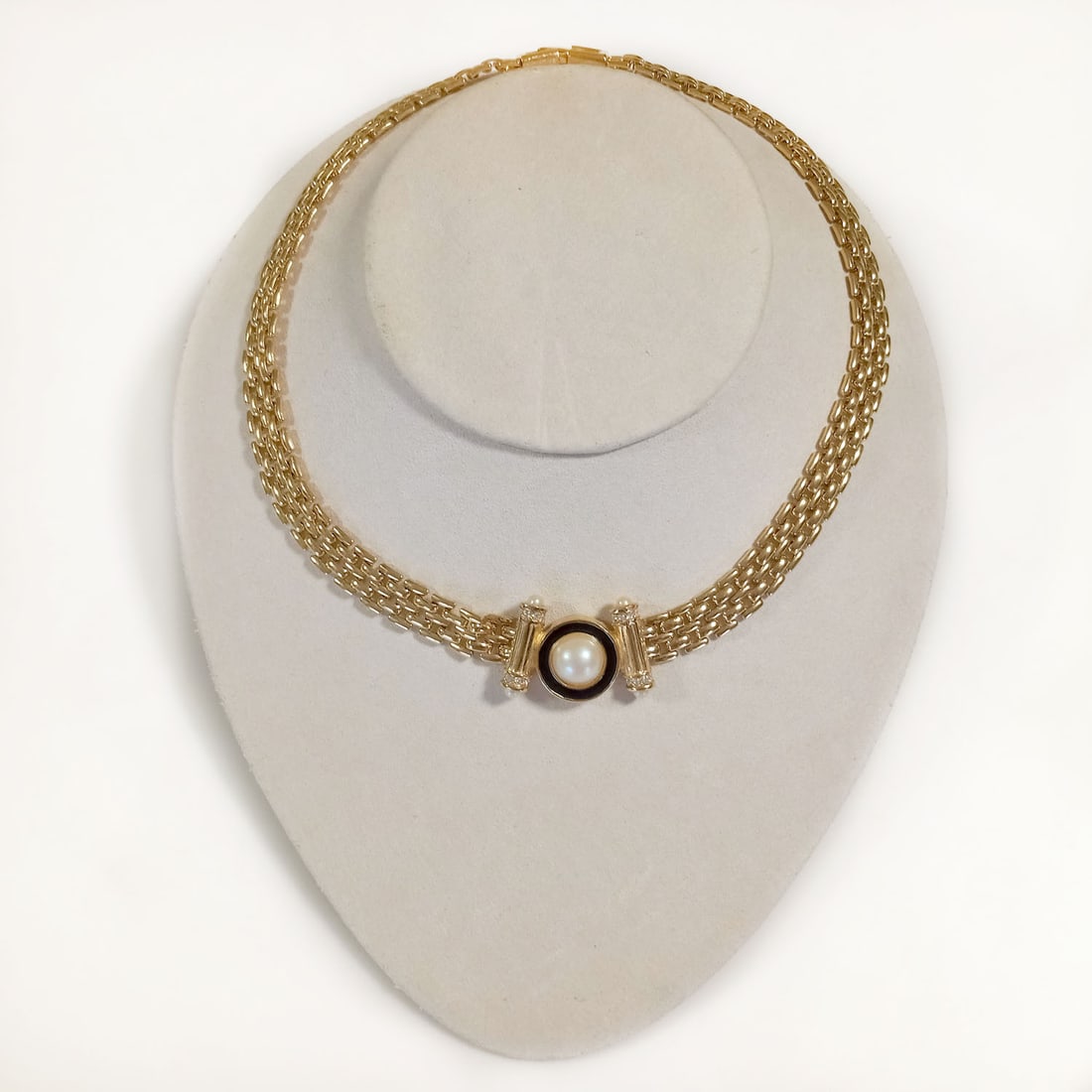 RICHELIEU Vintage panthere link faux pearl necklace (1 of 3)