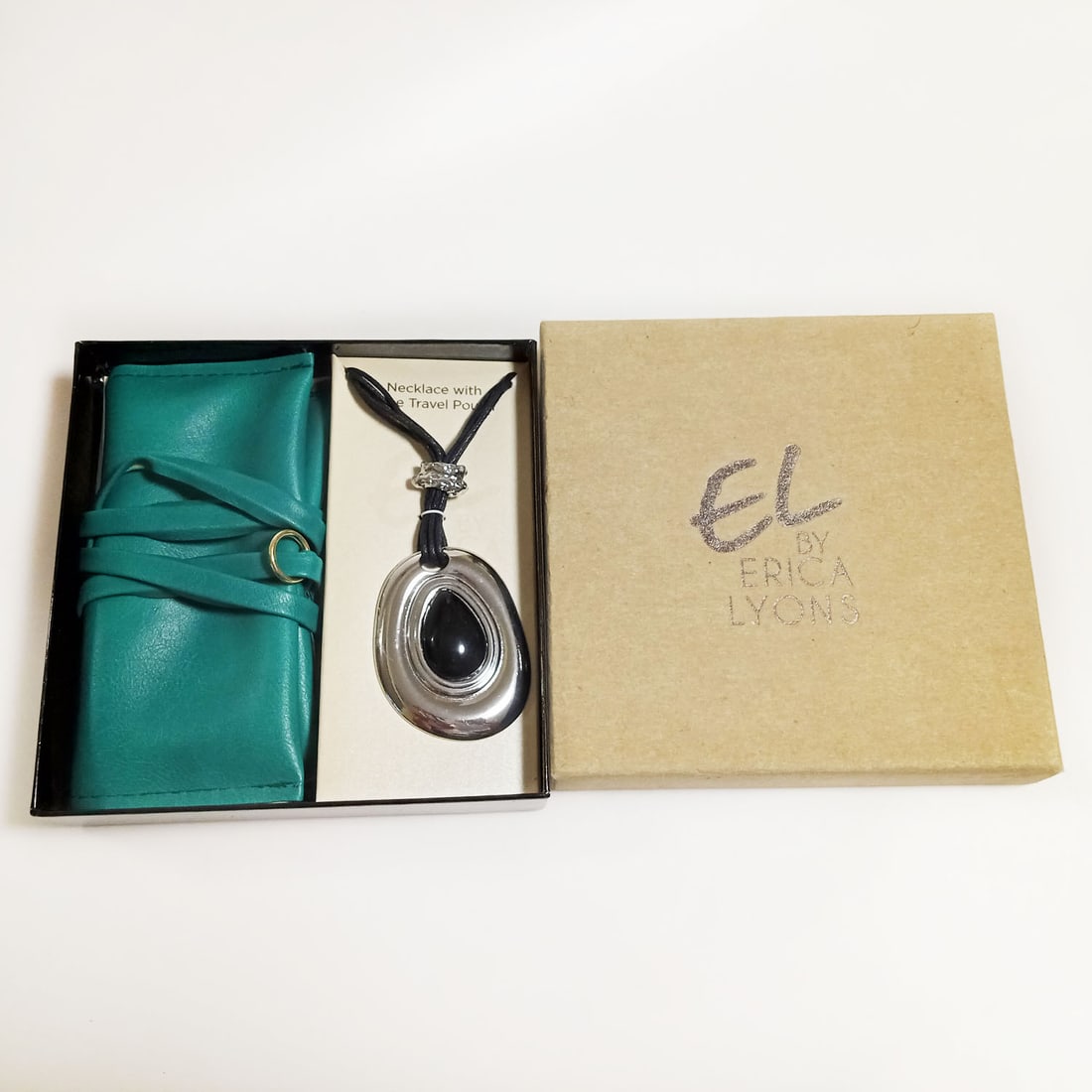 ERICA LYONS Silver tone necklace, travel pouch (1 of 3)