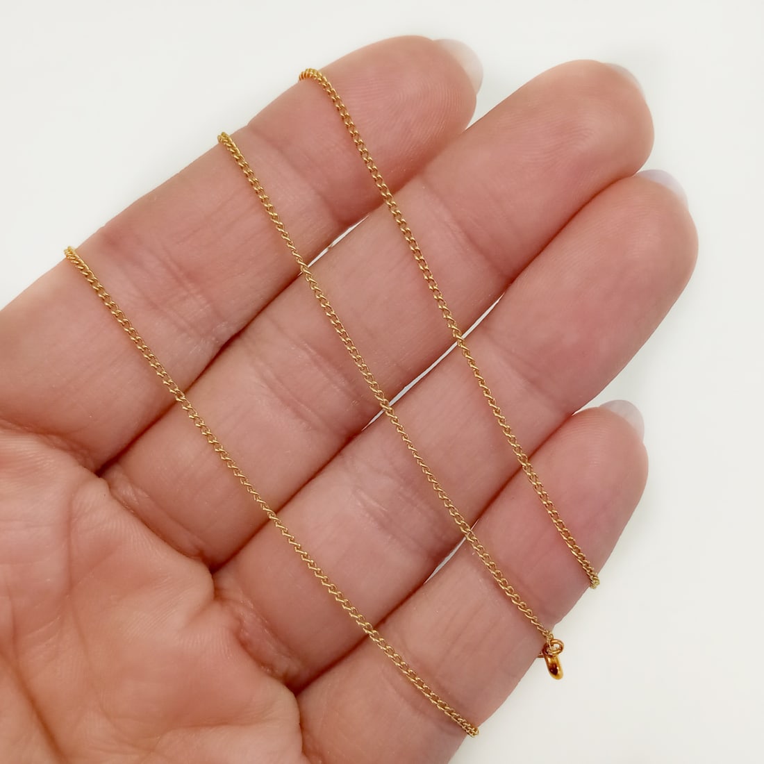 18K Yellow gold thin chain necklace 20 inches (1 of 3)