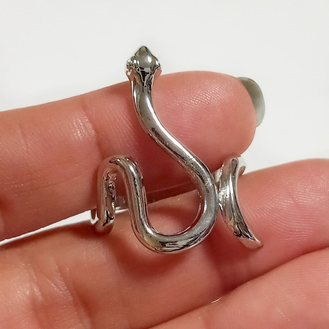 Silver tone Snake ring, adj 8-9 (1 of 4)