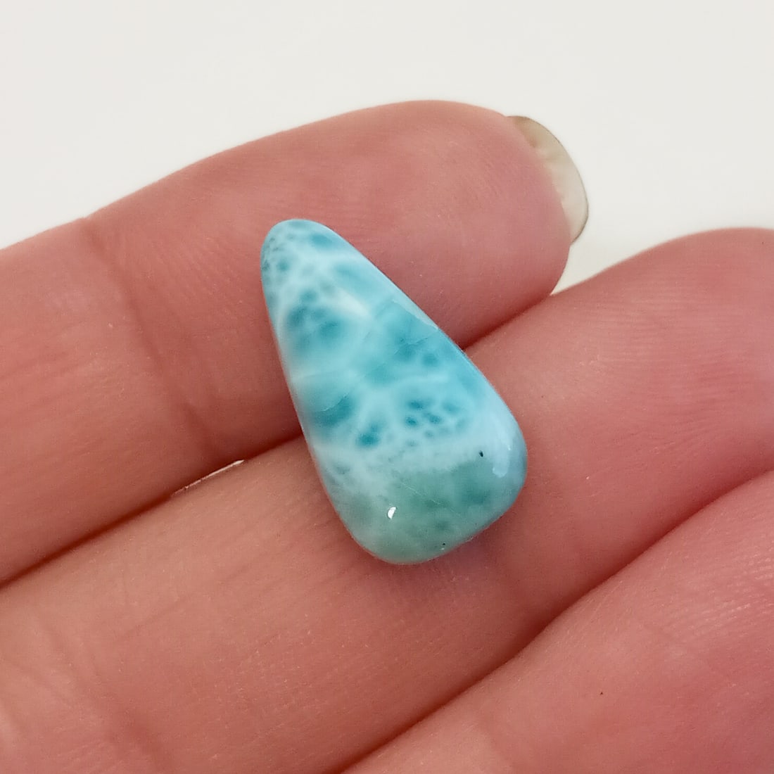 Triangle shape flat cabochon Larimar, weight 7.94 cts (1 of 3)