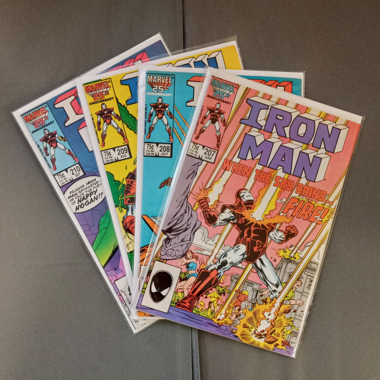 4 The IRON MAN #207, 208, 209, 210 MARVEL comic books (1 of 2)