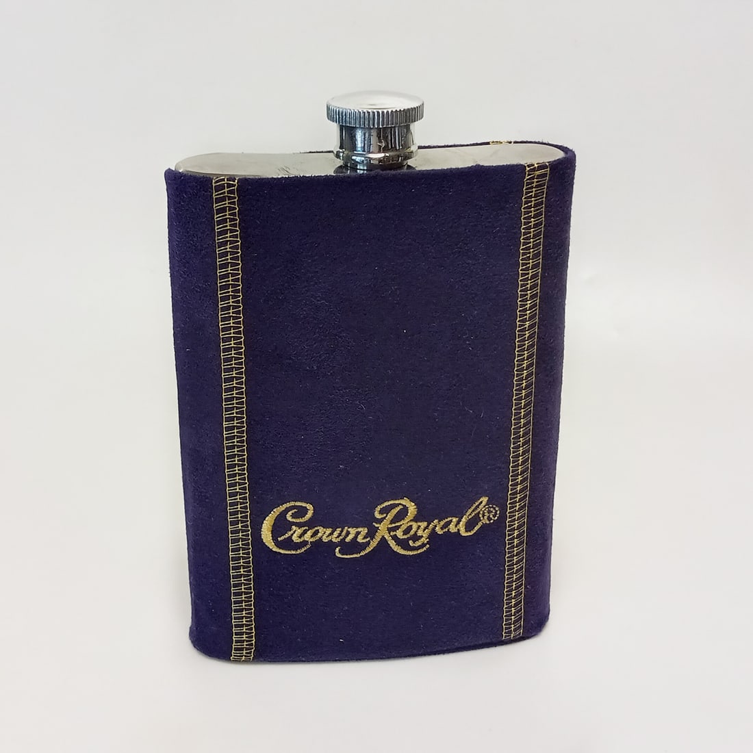 Crown Royal suede purple and gold sleeve stainless steel flask (1 of 6)