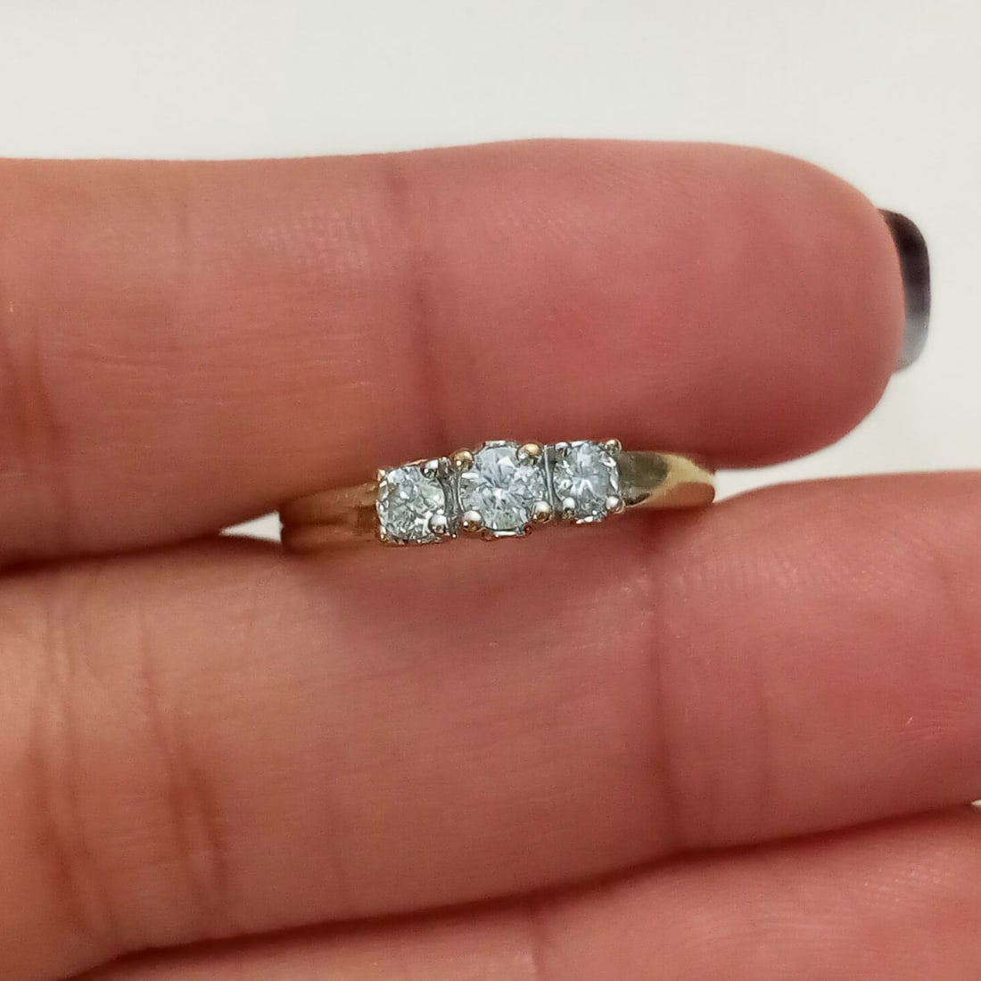 10K yellow gold Diamonds engagament ring, size 5 1/4 (1 of 6)