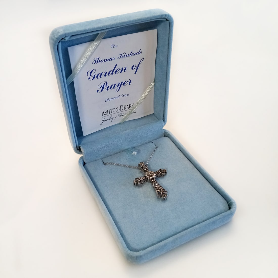 ASHTON DRAKE Sterling silver diamond cross chain necklace (1 of 3)