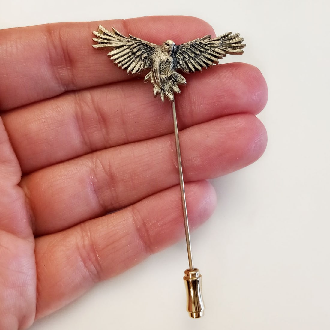Vintage gold tone Eagle bird lapel stick pin (1 of 3)