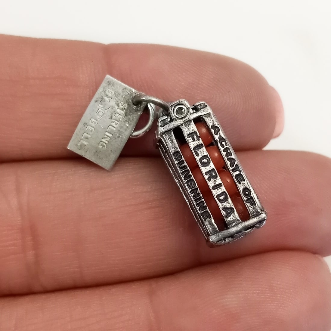 BELL Vtg sterling silver Florida orange crate charm (1 of 5)