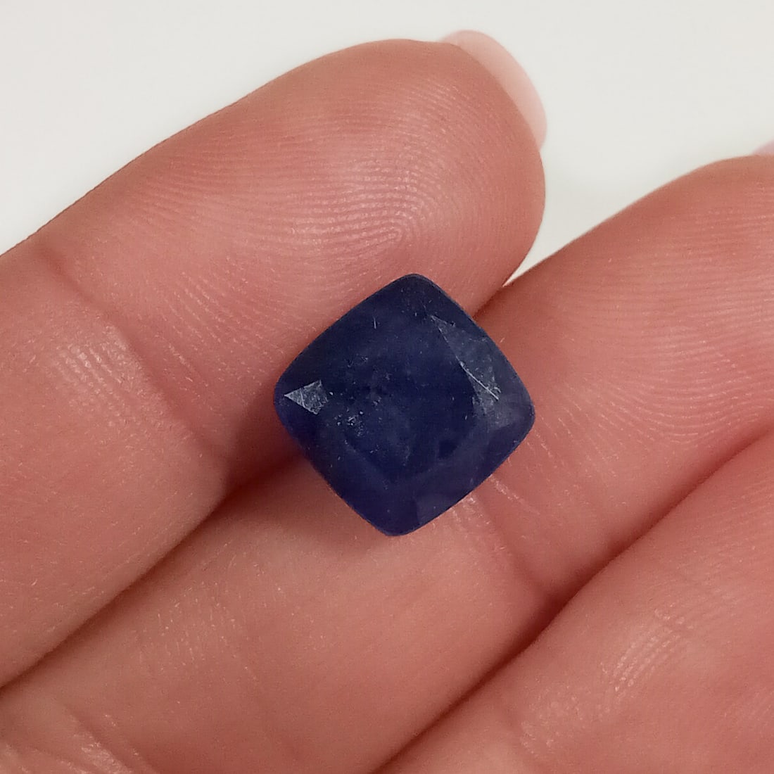 10x10 mm square faceted cushion blue sapphire, 5.26 cts (1 of 2)