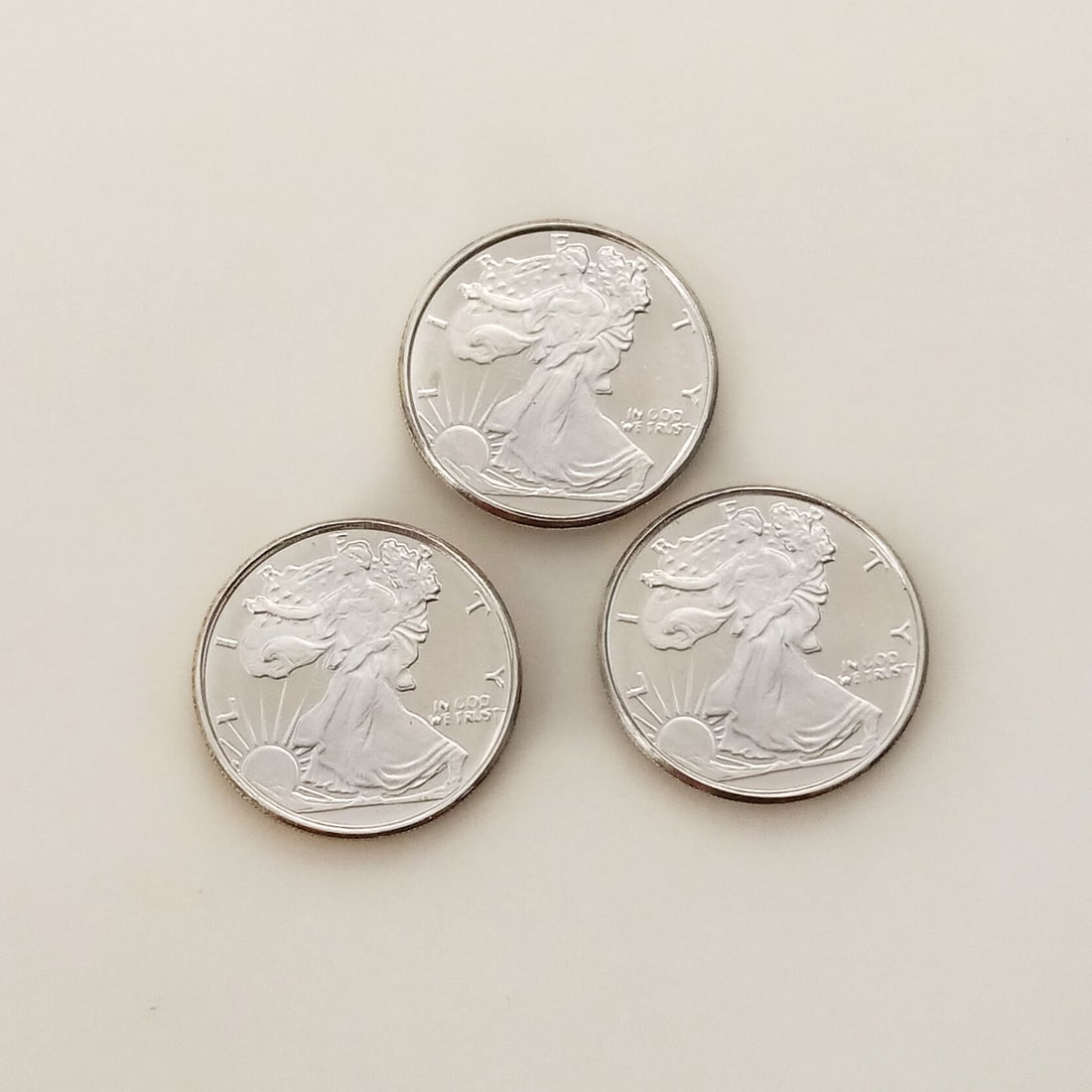 Lot of 3 US Walking Liberty 1/10 oz Fine silver rounds (1 of 3)