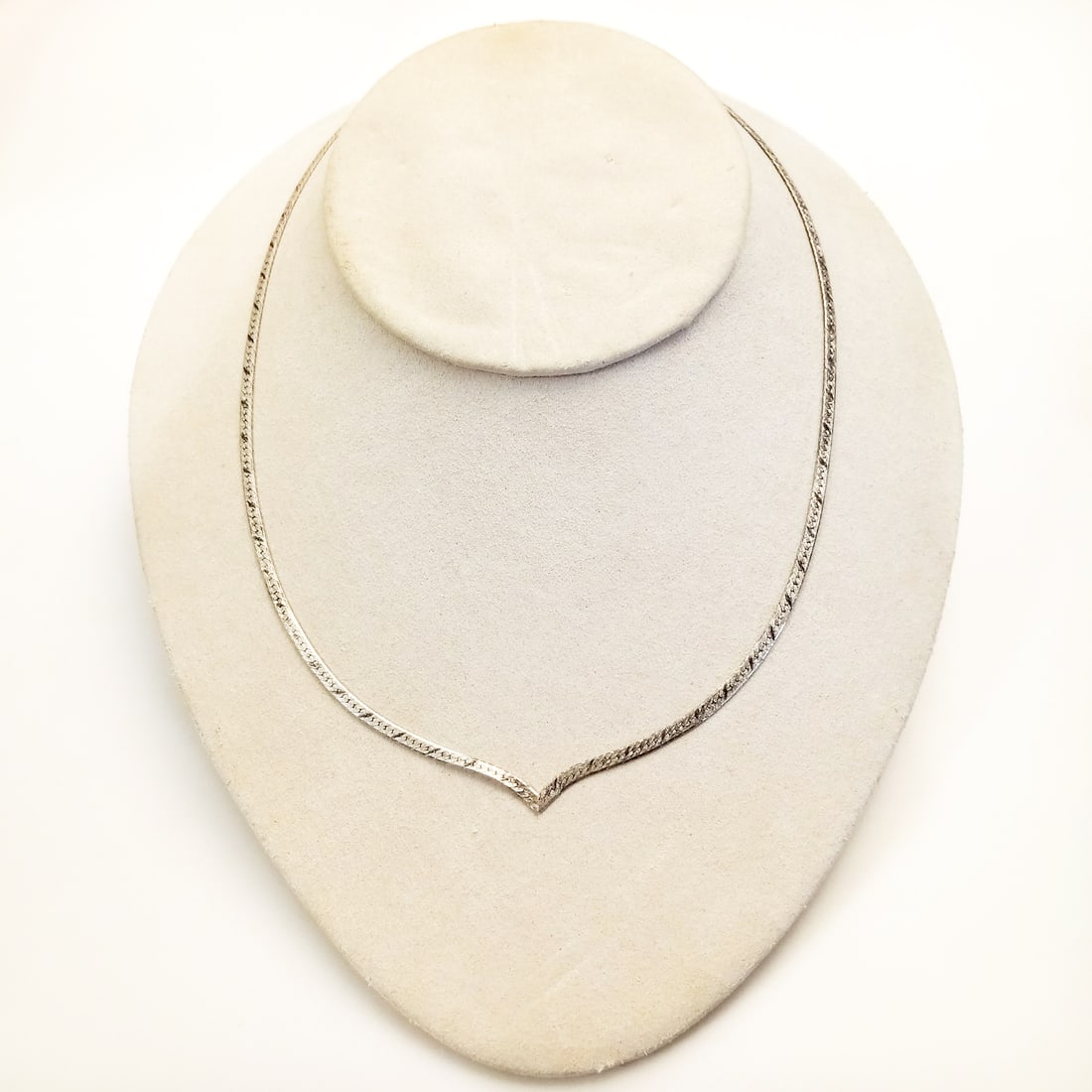 Sterling silver matte finish herringbone chain necklace (1 of 4)