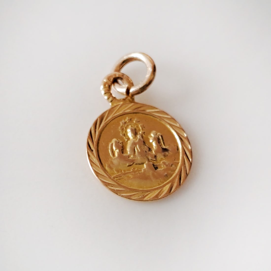 14K and 18K yellow gold small Religious pendant medallion charm (1 of 3)