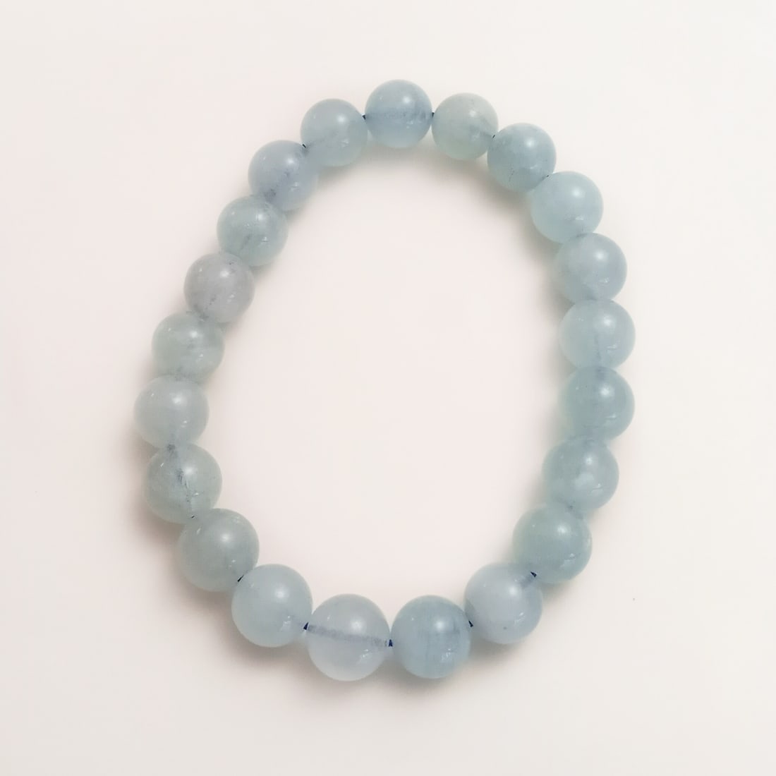 9.5 mm round milky Aquamarine beads stretch bracelet (1 of 2)