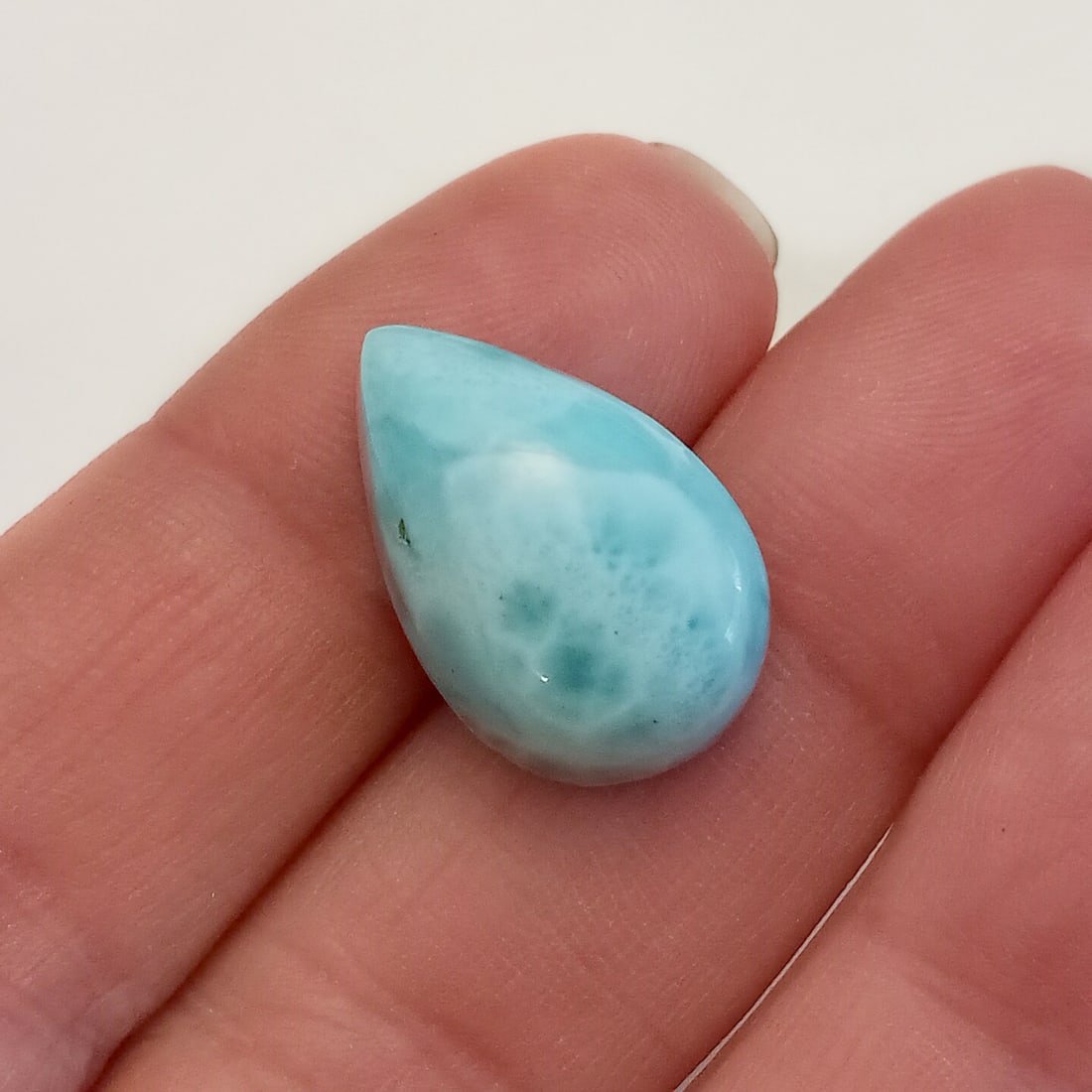 Pear shape cabochon Larimar, weight 16.49 cts (1 of 3)