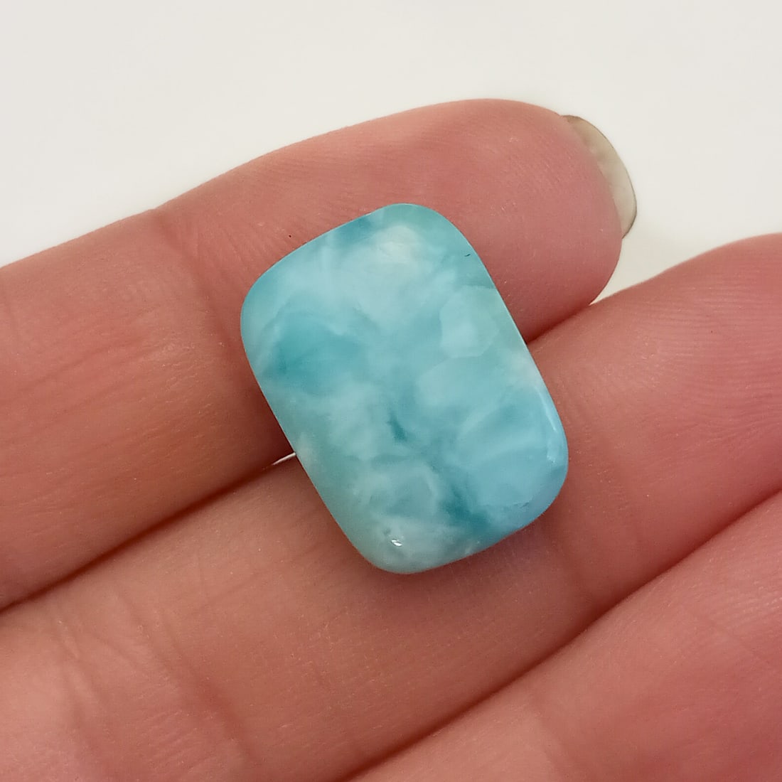 Rectangular cushion shape flat cabochon Larimar, weight 15.47 cts (1 of 2)