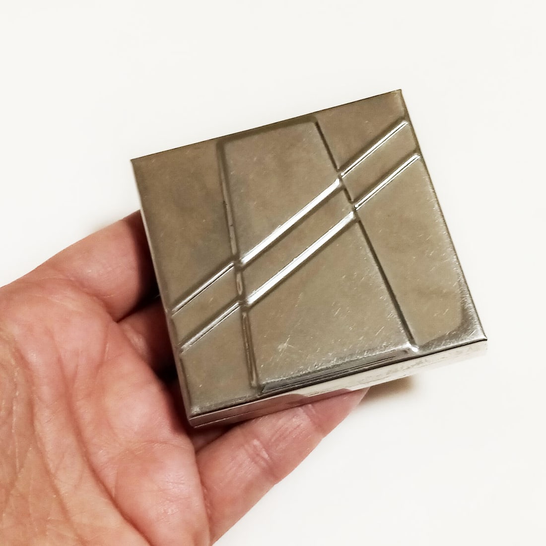 Silver tone square shape double mirror compact (1 of 6)