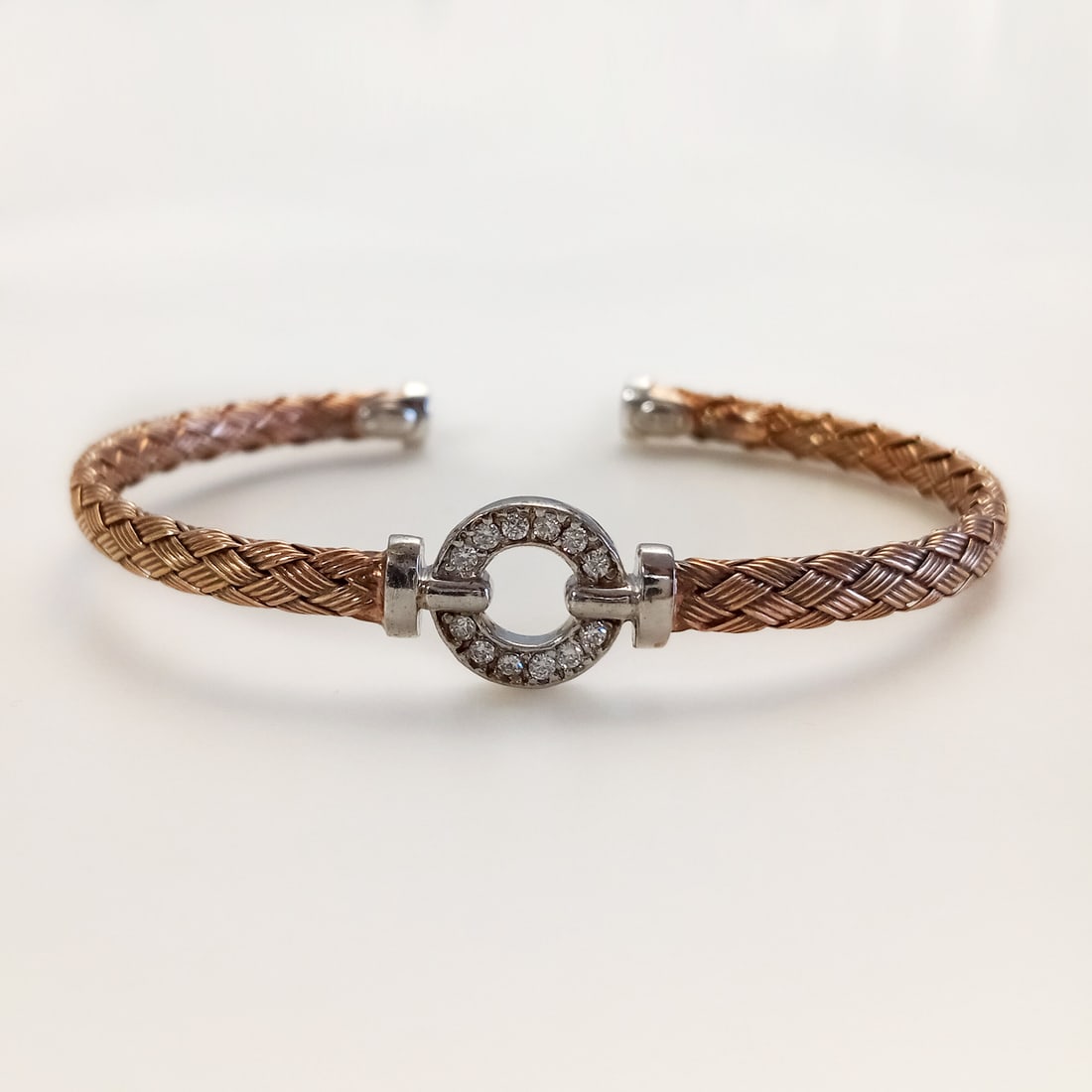 Rose gold plated sterling silver braided cuff bracelet (1 of 6)