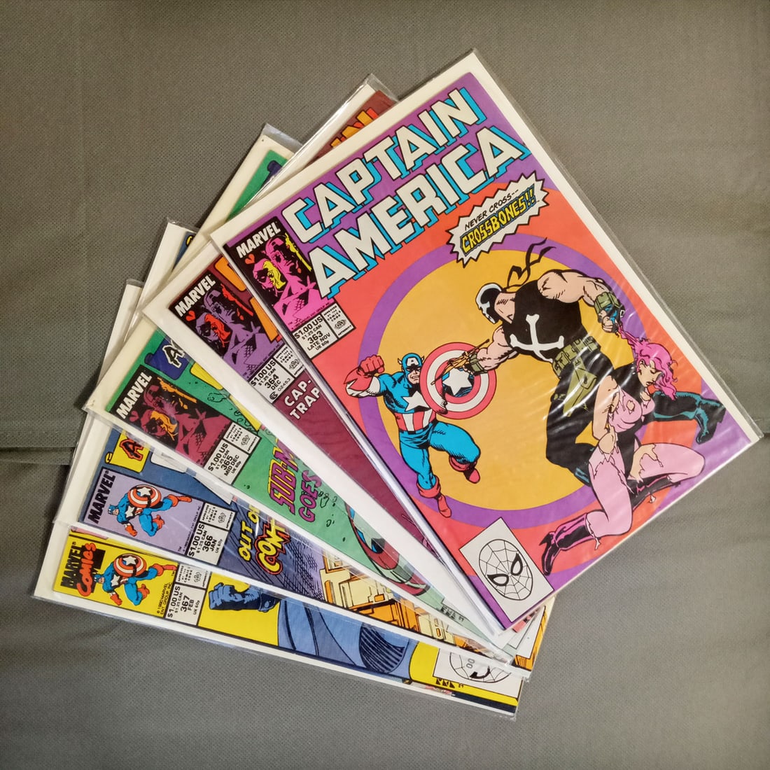 5 CAPTAIN AMERICA #363-367 MARVEL comic books (1 of 2)