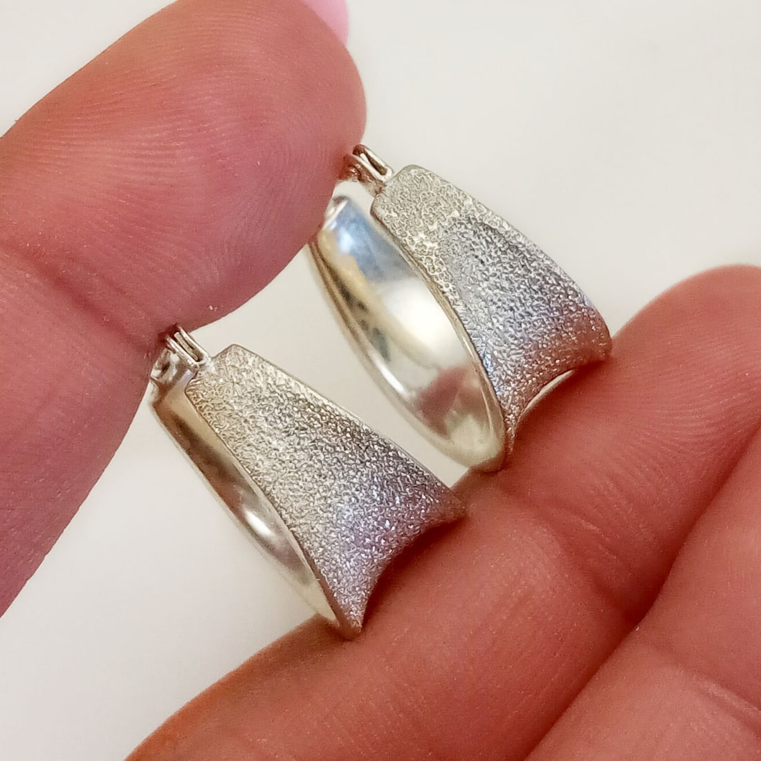 Sterling silver textured finish latch back earrings (1 of 4)