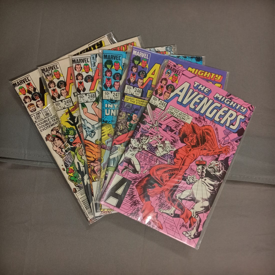 Lot of 6 AVENGERS #245-250 comic books Marvel (1 of 2)