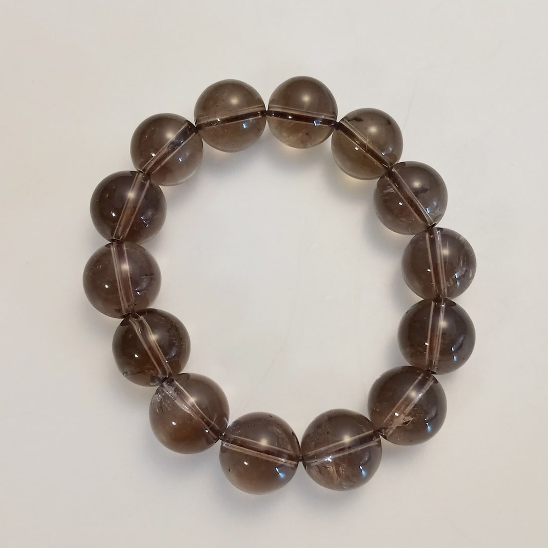 14 mm round shape Smoky Quartz beads stretch bracelet (1 of 2)
