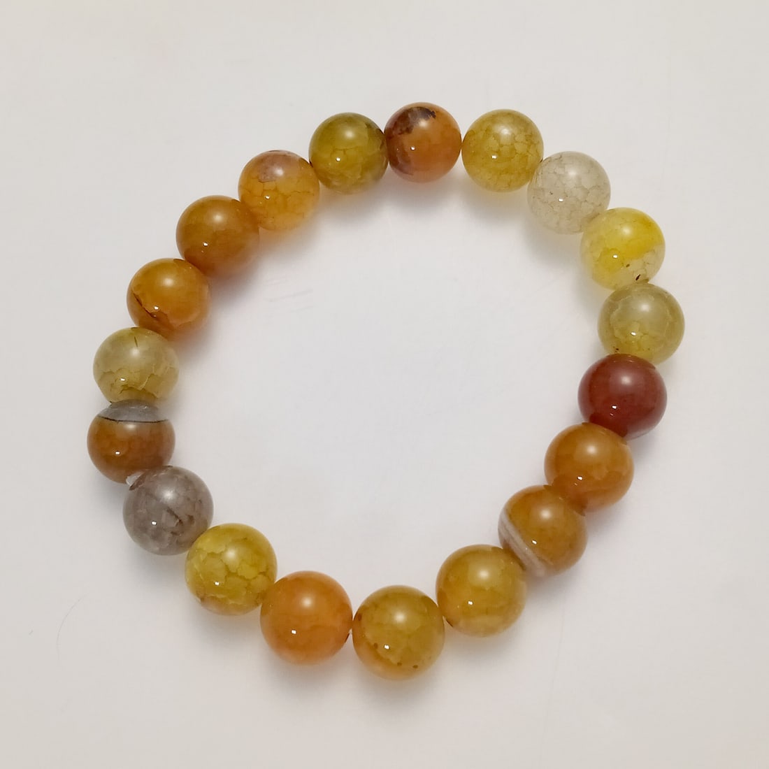 10 mm round shape yellow crackle Agate beads stretch bracelet (1 of 2)