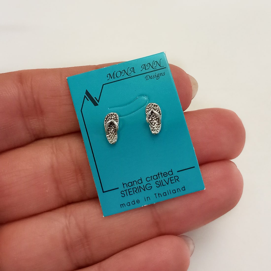 Sterling silver flip flop sandals tiny push back earrings (1 of 3)