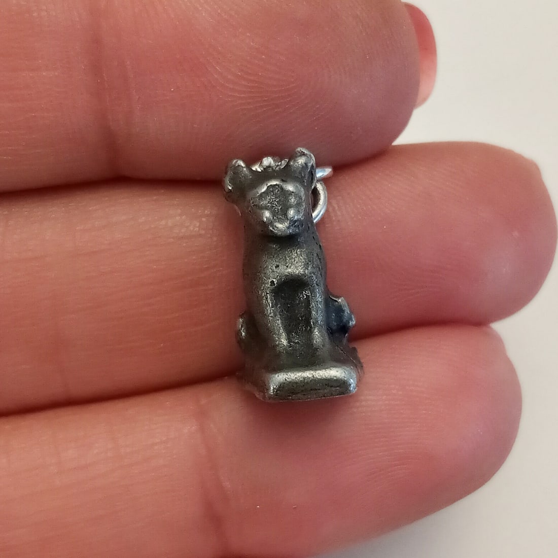 Vintage oxidized sterling silver Cat statue charm (1 of 5)