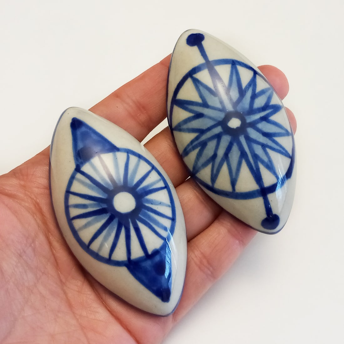 2 Ceramic blue painted EVIL EYE decor (1 of 3)