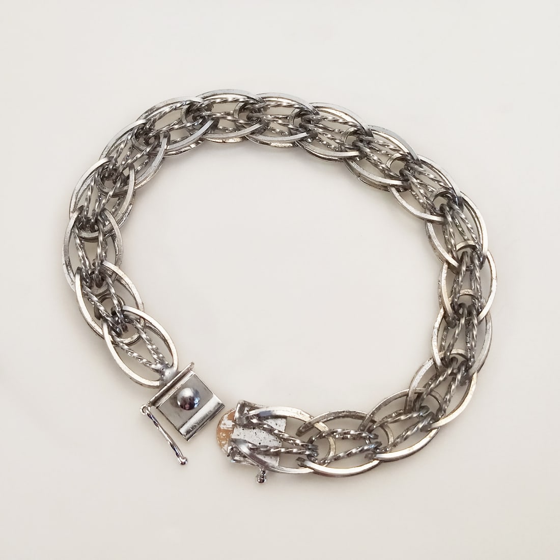 Sterling silver double fancy link chain bracelet (1 of 2)