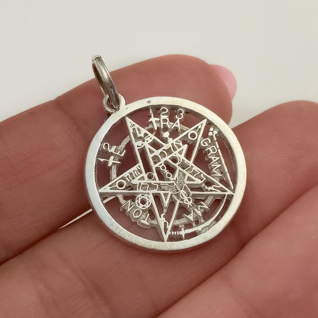 Sterling silver Tetragrammaton medallion pendant charm (1 of 3)