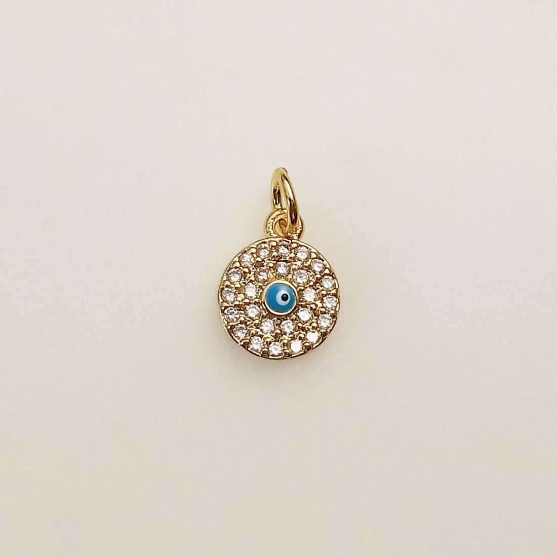 Gold tone clear CZ Evil eye tiny charm pendant (1 of 3)