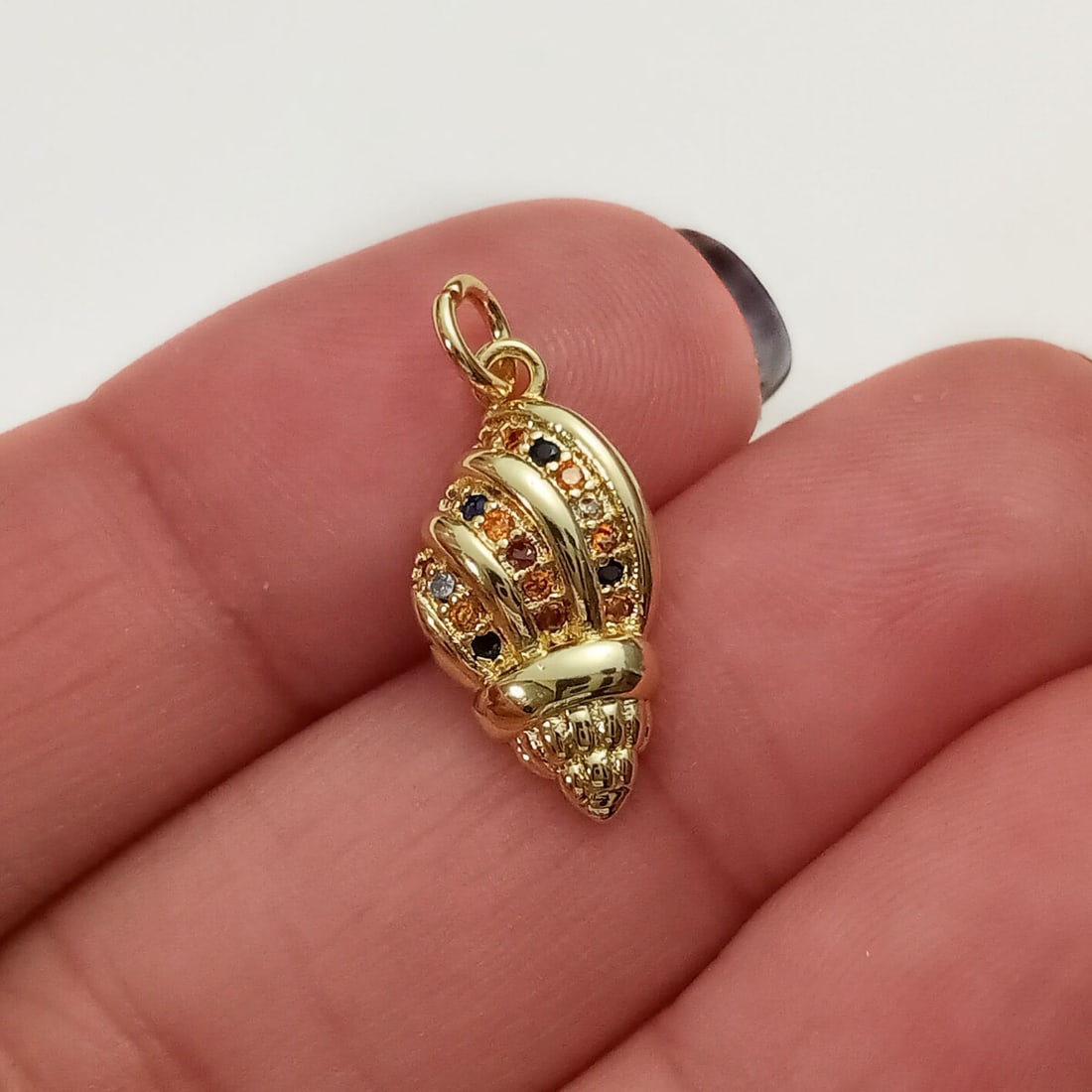 Gold tone multi color CZ Shell small pendant charm (1 of 3)