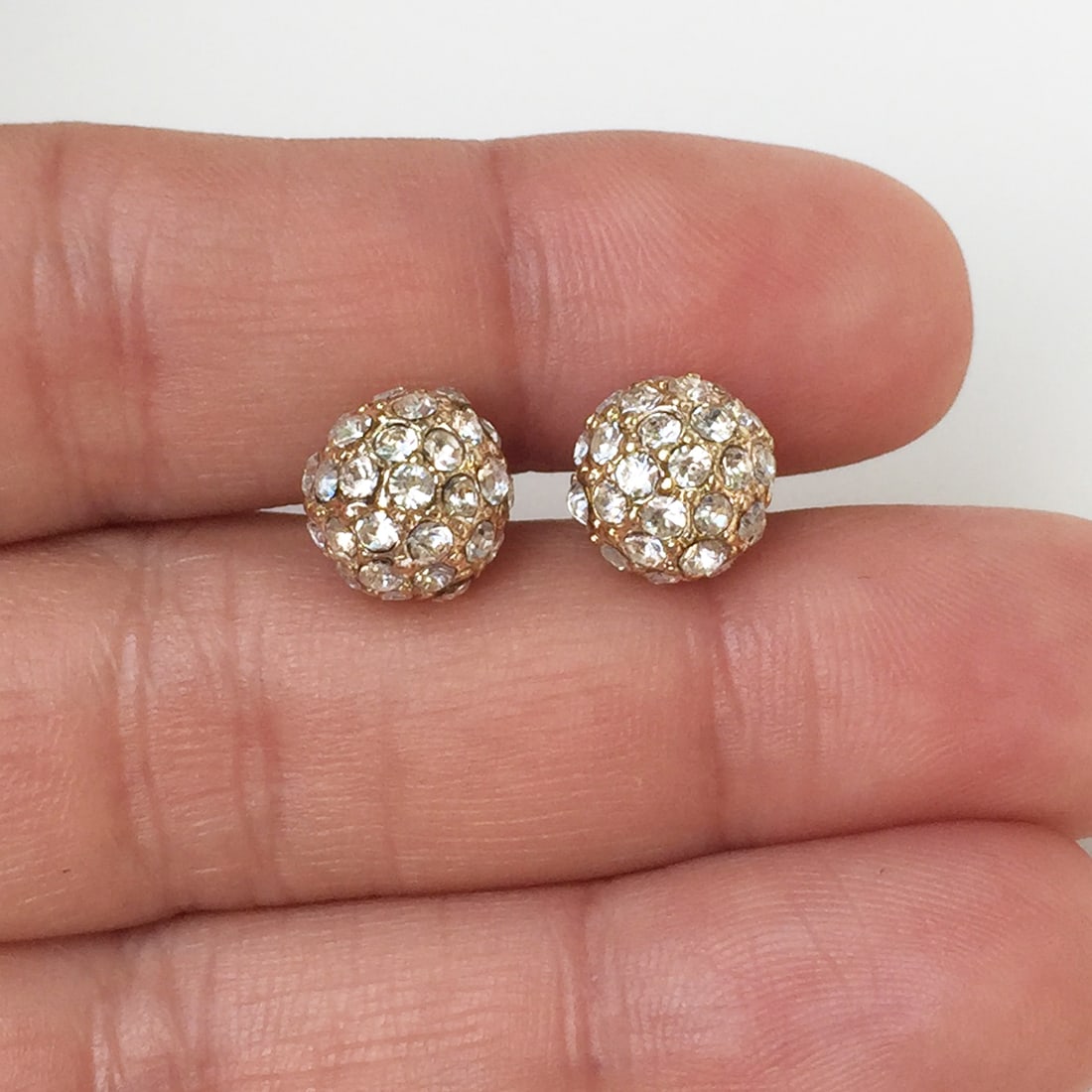 KELLY&KATIE: Gold tone crystals ball shape earrings (1 of 4)