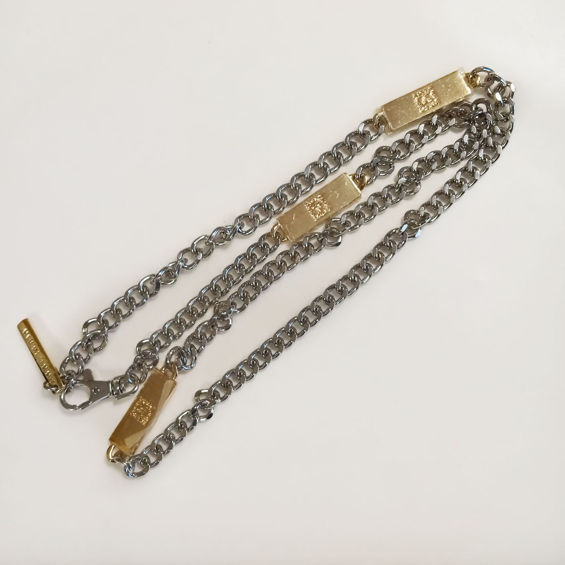 ANNE KLEIN Two tone logo lion cuban link chain belt 38" (1 of 2)