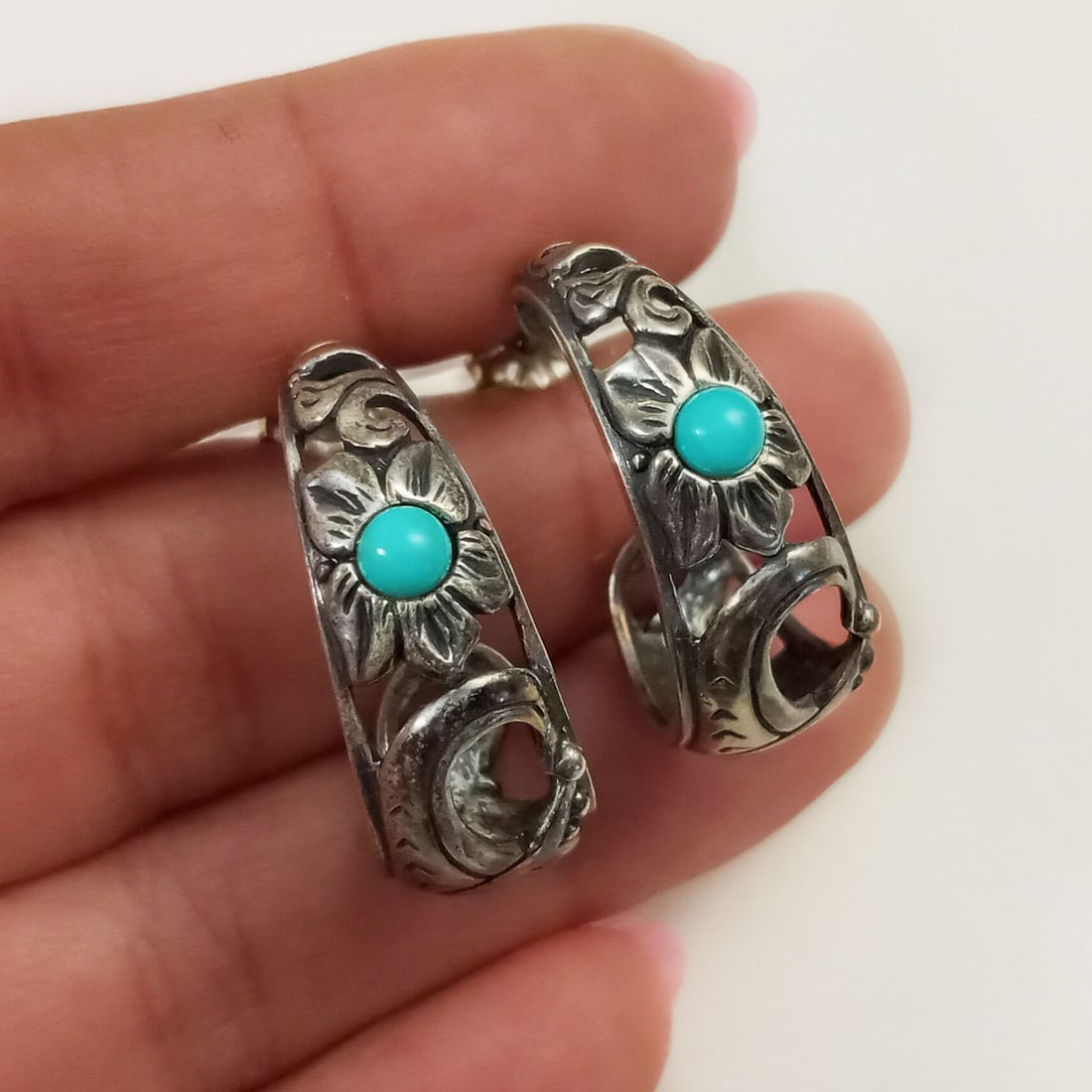 CAROLYN POLLACK Vintage sterling silver earrings signed (1 of 4)