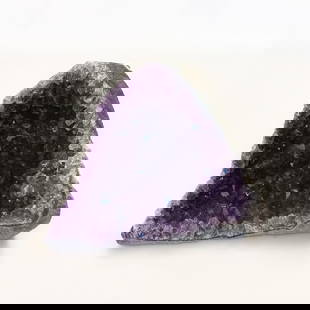 Natural Amethyst crystal geode, 3 x 3 3/4 x 2 3/8 ": Natural Amethyst crystal geode, 3 x 3 3/4 x 2 3/8 inches. Approximate weight 339.1 grams. Measured 3 (Height)x 3 3/4 (width) x 2 3/8 Front to back) inches.