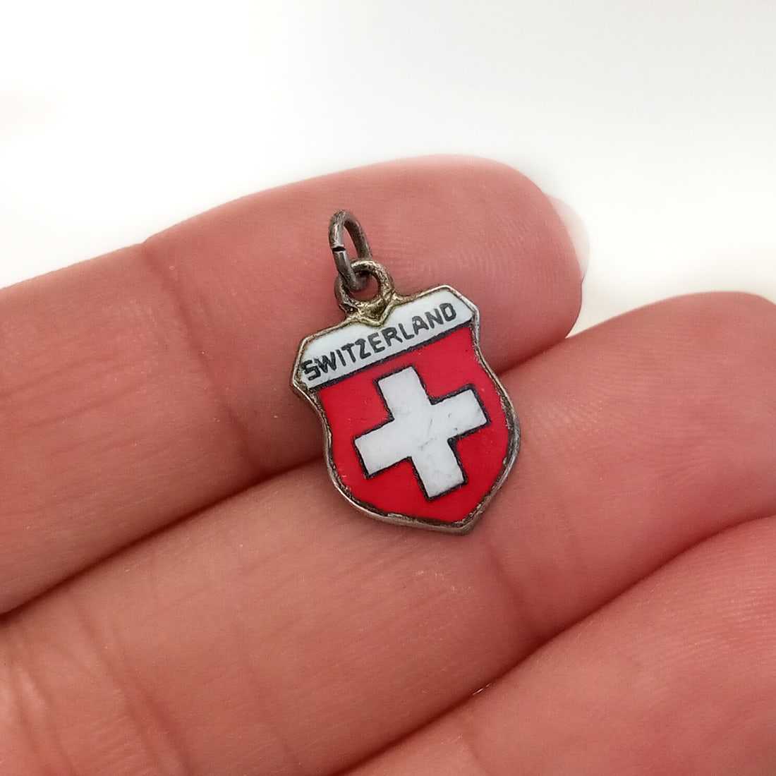 Vintage 800 silver enamel SWITZERLAND charm (1 of 3)