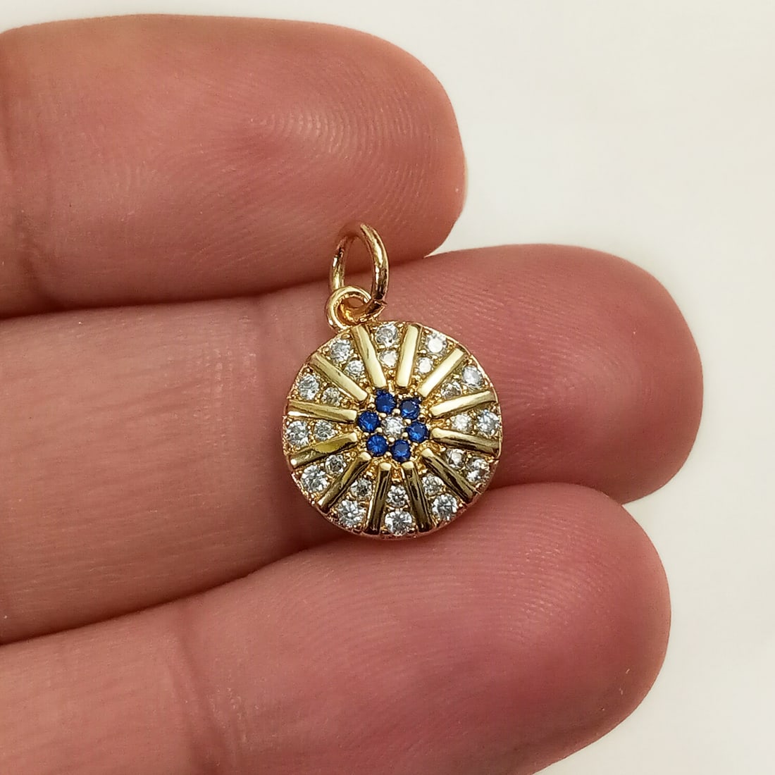 Gold tone CZ round shape small pendant charm (1 of 3)