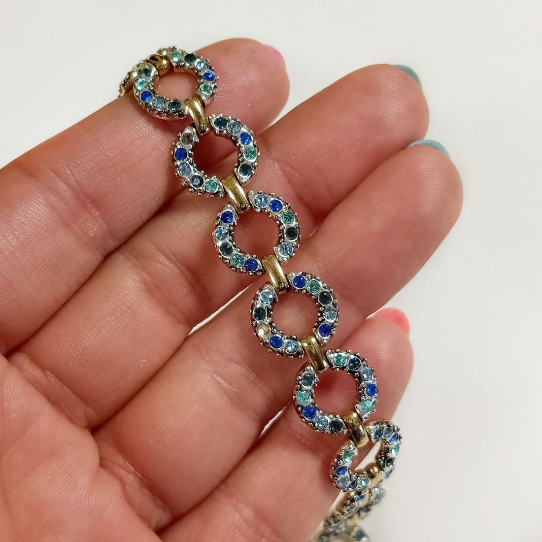 Gold tone dark blue, light blue color bracelet (1 of 4)