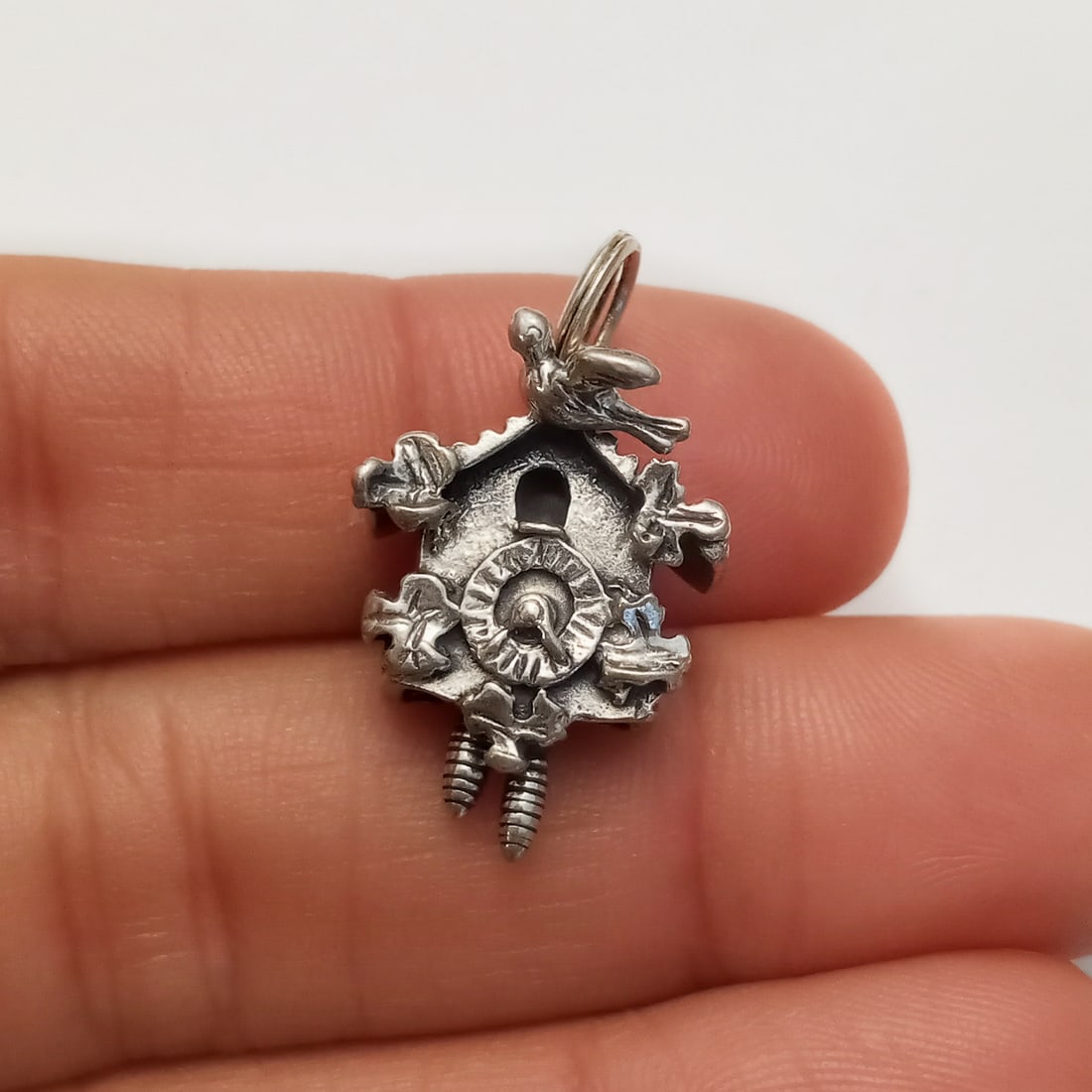 BEAU STERLING Vintage sterling silver Cuckoo clock charm, signed (1 of 4)