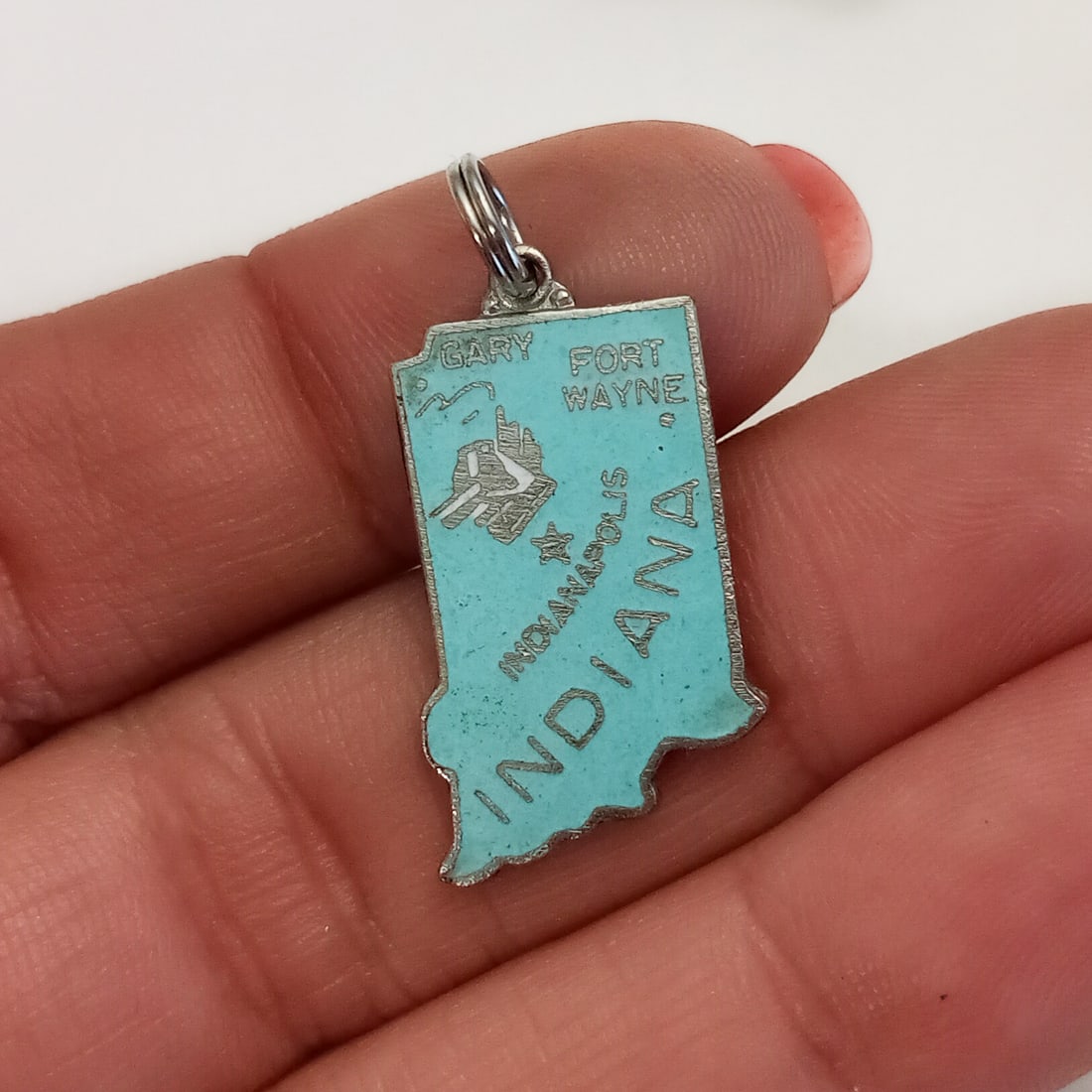 Silver tone blue enamel Indian state charm (1 of 3)