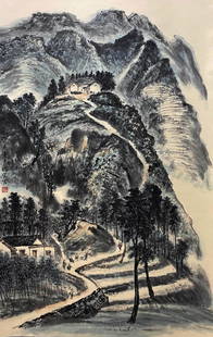 A Chinese Landscape Painting Scroll, Zhao Wangyun Mark: Length:107cm, Width:67cm,