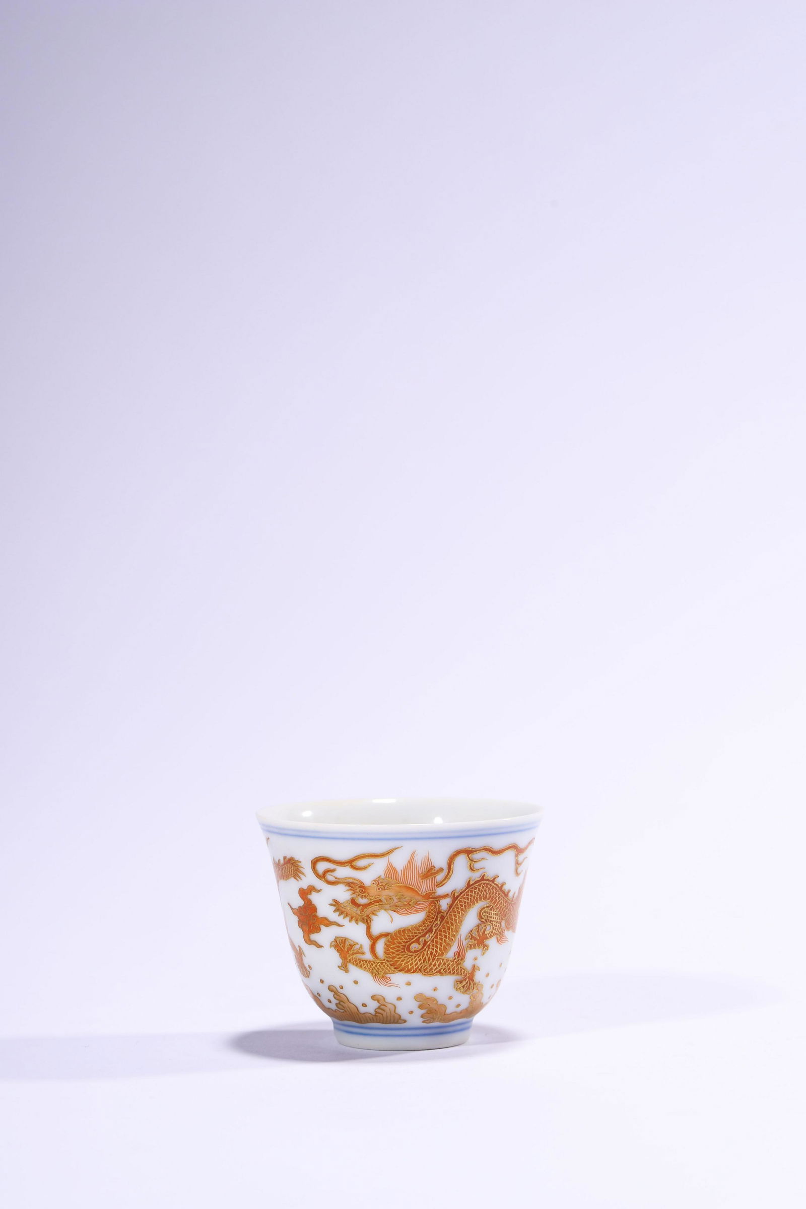 A Small Iron Red "Dragon" Cup, Xianfeng Mark and (1 of 3)