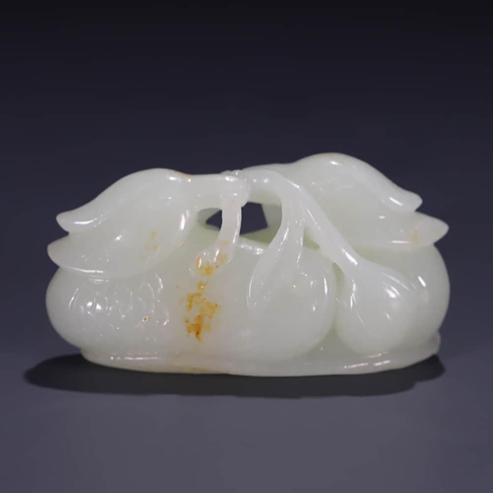 A Hetian Jade Carved Lotus&bird Ornament (1 of 9)