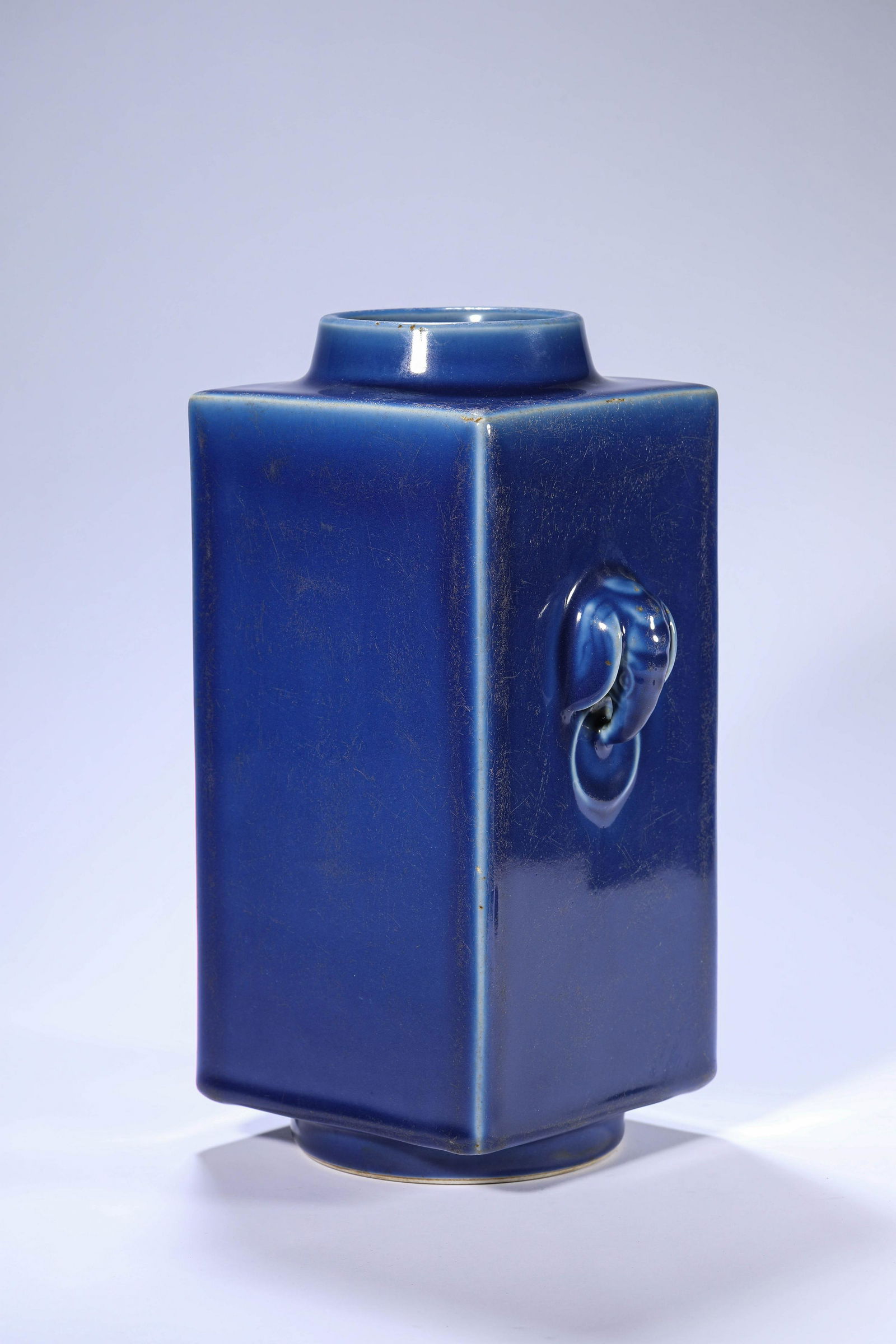 A BLUE GLAZED CONG VASE (1 of 3)