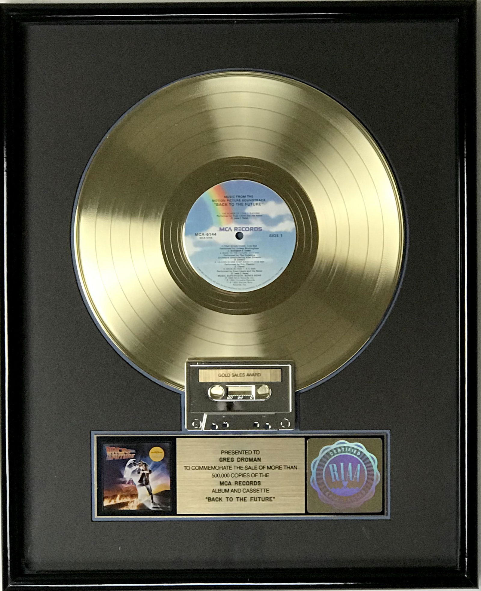 Back To The Future soundtrack RIAA Gold LP Award (1 of 7)