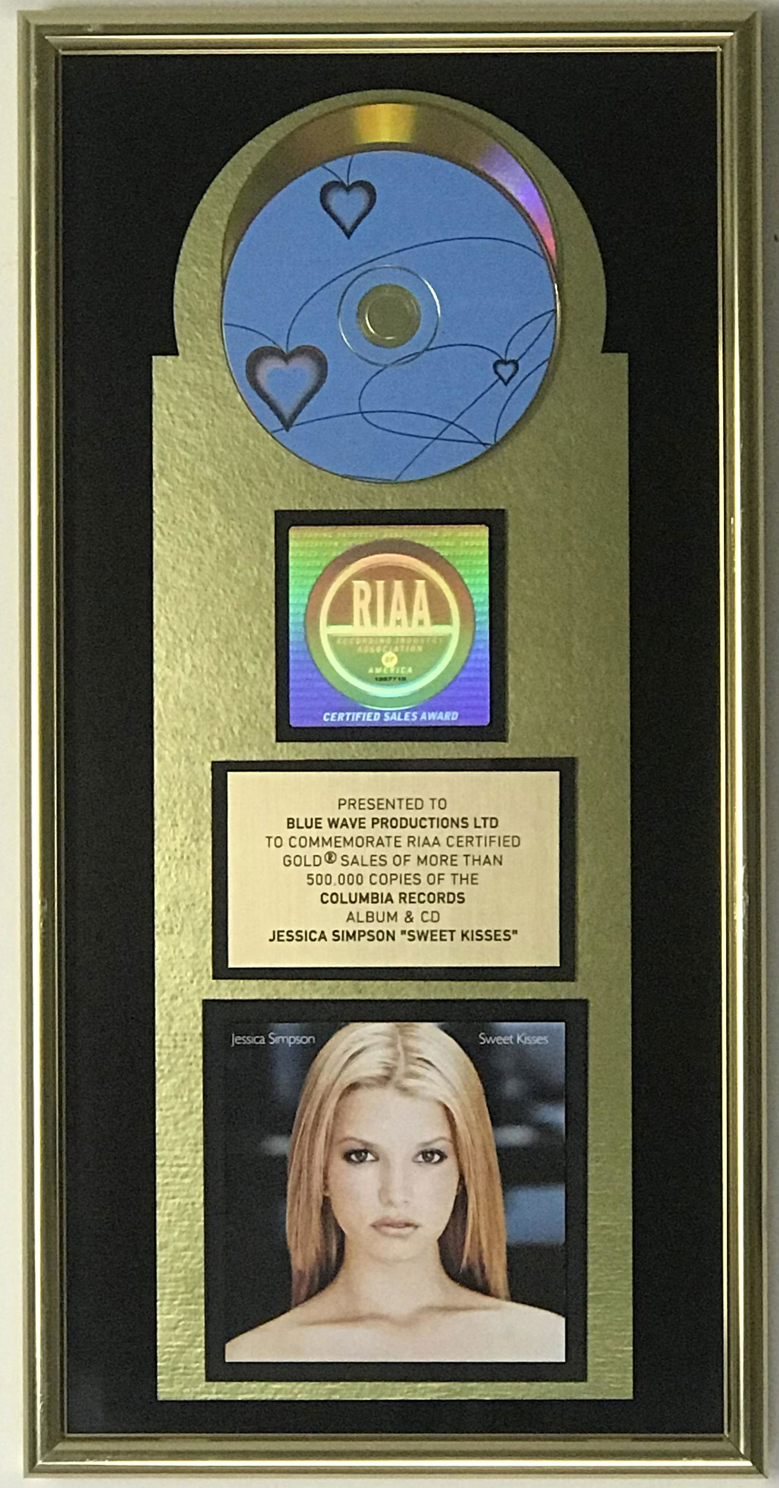 Jessica Simpson Sweet Kisses RIAA Gold Album Award (1 of 8)