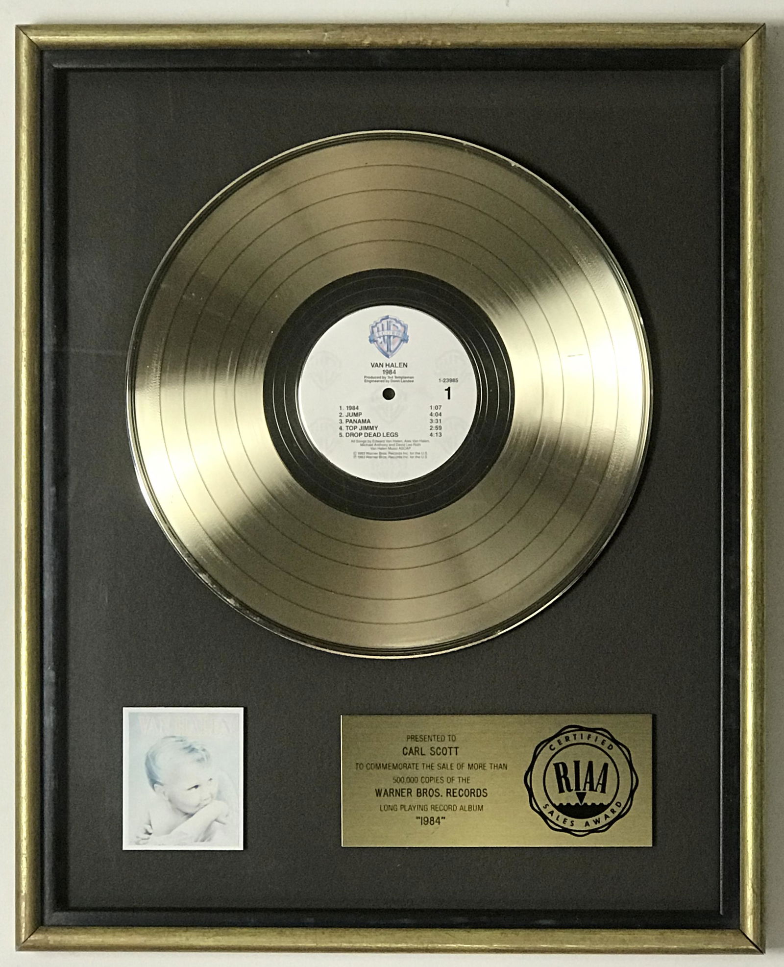 Van Halen 1984 RIAA Gold LP Award (1 of 5)