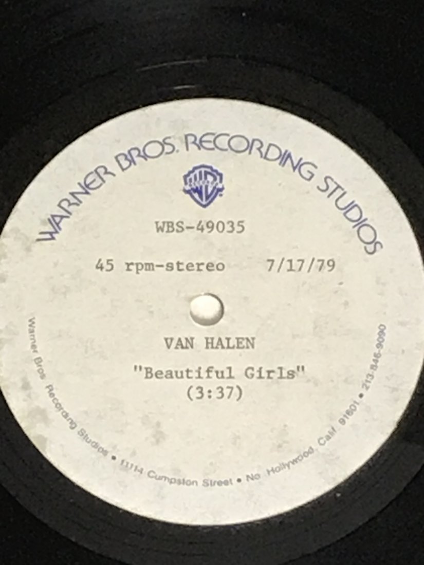 Van Halen Orig. Acetate: "Beautiful Girls" w/tech notes (1 of 6)